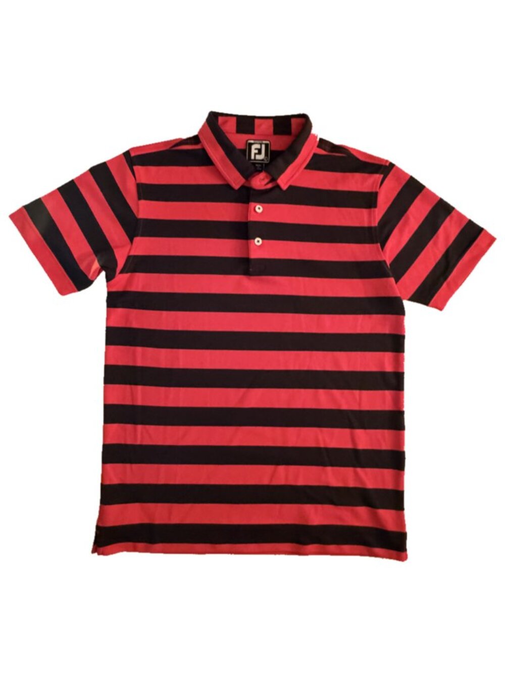 FootJoy Junior Boys Red & Navy Striped Golf Polo Size Large